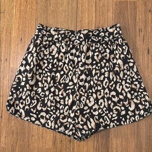 H&M High Waist Black and Tan Shorts with Animal Print